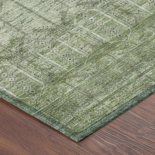 10 X 14 Sage Green Tribal Polyester Area Rug Stain Resistant for Patio or Living Room