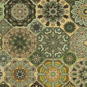 5x8 Patchwork Polyester Area Rug Washable Indoor Outdoor Stain Resistant Green