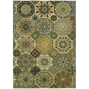HomeRoots 9 X 12 Green Patchwork Polyester Area Rug Washable Stain Resistant Indoor Outdoor 739275