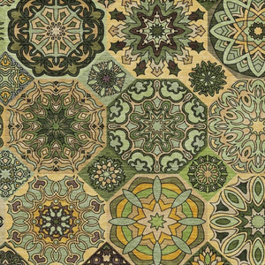 9 X 12 Green Patchwork Polyester Area Rug Washable Stain Resistant Indoor Outdoor