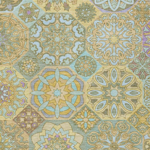 5x8 Gold Green Patchwork Polyester Area Rug Stain Resistant Indoor Outdoor Use