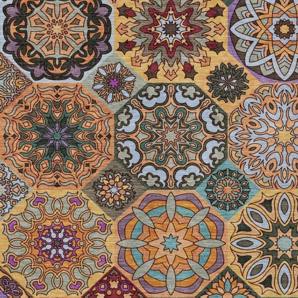 5x8 Patchwork Polyester Area Rug Washable Stain Resistant Indoor Outdoor Decor