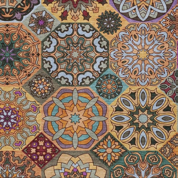 8x10 Patchwork Polyester Area Rug Washable Stain Resistant for Patio or Living Room