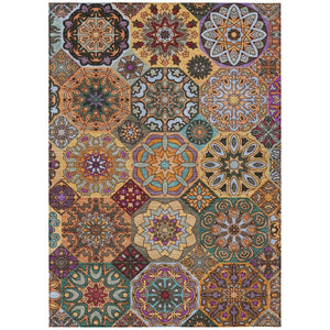 HomeRoots 9 X 12 Patchwork Polyester Area Rug Washable Stain Resistant Indoor Outdoor Living 739287