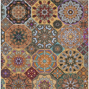 9 X 12 Patchwork Polyester Area Rug Washable Stain Resistant Indoor Outdoor Living