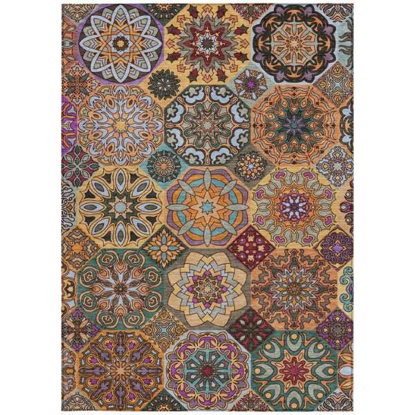 9 X 12 Patchwork Polyester Area Rug Washable Stain Resistant Indoor Outdoor Living