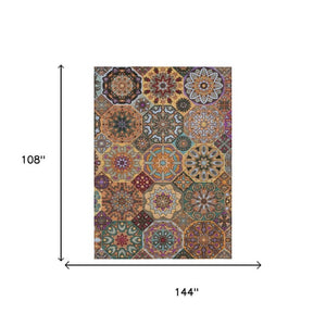 9 X 12 Patchwork Polyester Area Rug Washable Stain Resistant Indoor Outdoor Living