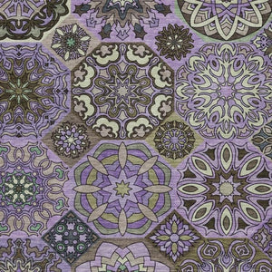 8x10 Purple Graphite Patchwork Polyester Area Rug Stain Resistant Indoor Outdoor