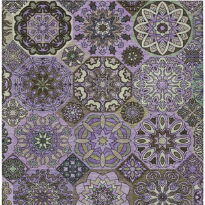 8x10 Purple Graphite Patchwork Polyester Area Rug Stain Resistant Indoor Outdoor