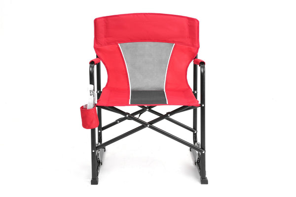 English Elm Outdoor Freestyle Rocker Camping Chair with Spring-Action Shock Absorbers, Eazy-Fold Setup, Mesh Backrest and Cup Holder for Comfort and Durability Red W640P224433