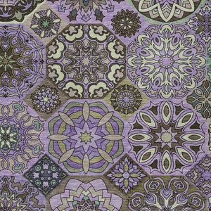 9 X 12 Purple Graphite Patchwork Polyester Area Rug for Indoor Outdoor Living