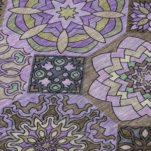 9 X 12 Purple Graphite Patchwork Polyester Area Rug for Indoor Outdoor Living
