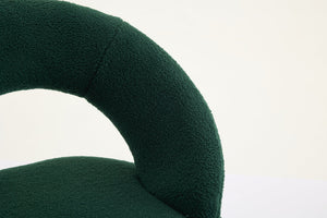 English Elm 061-Set Of 1 Plush Teddy Fabric Dining Chair With Ergonomic Backrest And Gold Legs For Modern Spaces W527P255488