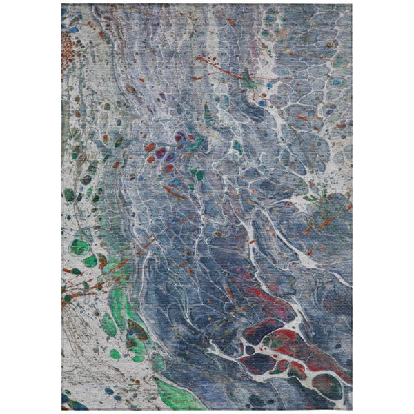 HomeRoots 10 X 14 Abstract Polyester Indoor Outdoor Rug Washable Stain Resistant for Patio 739312