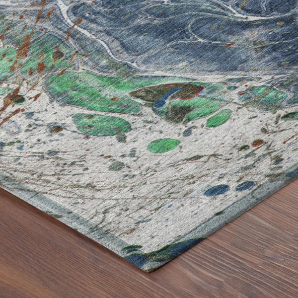 10 X 14 Abstract Polyester Indoor Outdoor Rug Washable Stain Resistant for Patio