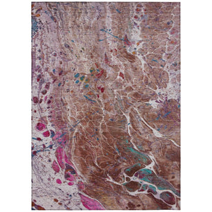 HomeRoots 5 X 8 Abstract Orange Blush Washable Polyester Rug for Patio Porch or Living Room 739326
