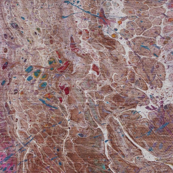 5 X 8 Abstract Orange Blush Washable Polyester Rug for Patio Porch or Living Room