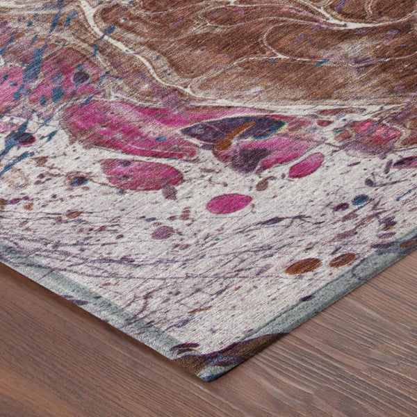 5 X 8 Abstract Orange Blush Washable Polyester Rug for Patio Porch or Living Room
