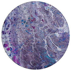 HomeRoots 8 Ft Round Abstract Polyester Area Rug Washable Indoor Outdoor Stain Resistant Plum 739333