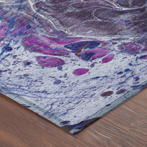 9 Ft Abstract Plum Polyester Area Rug Washable Stain Resistant for Patio or Living Room