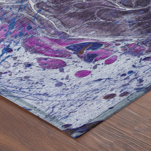 9 Ft Abstract Plum Polyester Area Rug Washable Stain Resistant for Patio or Living Room