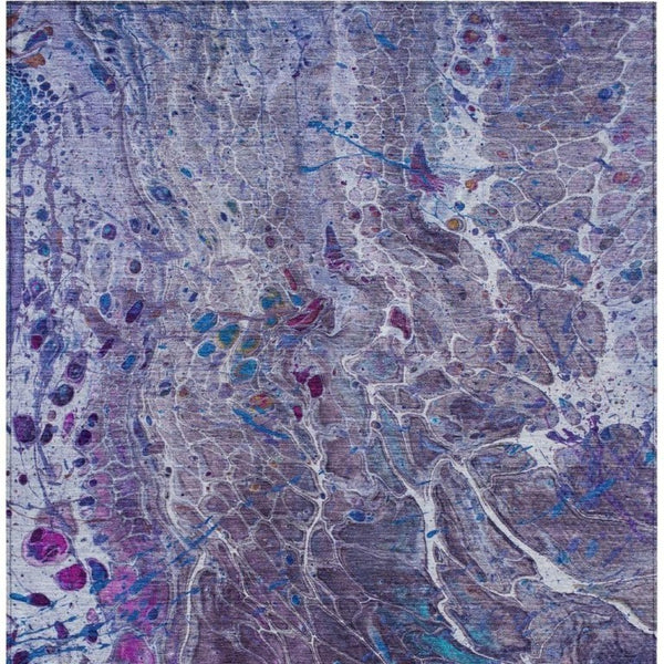 10 X 14 Plum Purple Abstract Polyester Area Rug Washable Indoor Outdoor Patio