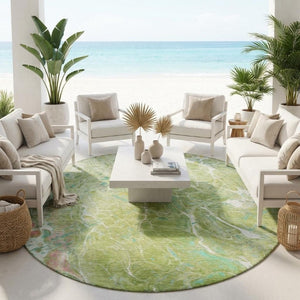 8 Ft Round Abstract Polyester Area Rug Washable for Patio Kitchen or Family Room