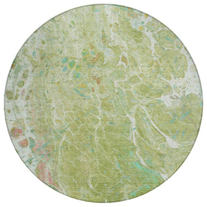 HomeRoots 8 Ft Round Abstract Polyester Area Rug Washable for Patio Kitchen or Family Room 739351