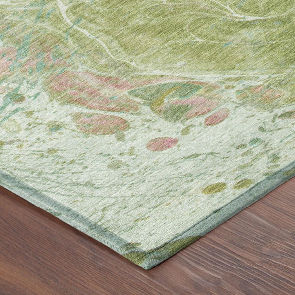 8 Ft Round Abstract Polyester Area Rug Washable for Patio Kitchen or Family Room