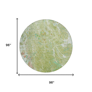 8 Ft Round Abstract Polyester Area Rug Washable for Patio Kitchen or Family Room