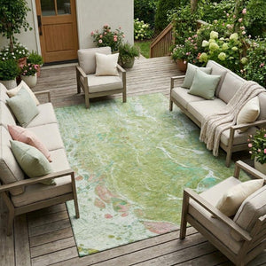 9 Ft X 12 Ft Abstract Polyester Area Rug Washable for Indoor Outdoor Spaces
