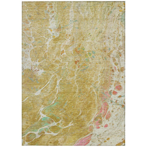 5x8 Gold Wheat Abstract Polyester Area Rug Washable Stain Resistant Indoor Outdoor