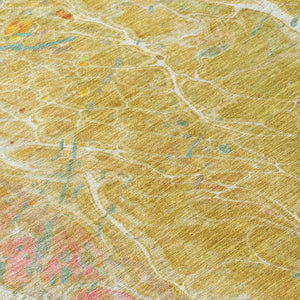 5x8 Gold Wheat Abstract Polyester Area Rug Washable Stain Resistant Indoor Outdoor