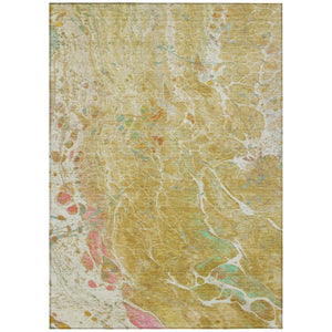 HomeRoots 8 X 10 Gold Abstract Polyester Area Rug Stain Resistant for Patio or Living Room 739358