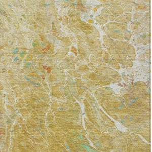 10 X 14 Gold Wheat Abstract Polyester Area Rug Stain Resistant Indoor Outdoor