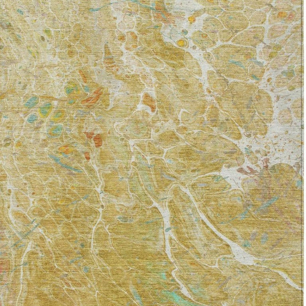 10 X 14 Gold Wheat Abstract Polyester Area Rug Stain Resistant Indoor Outdoor