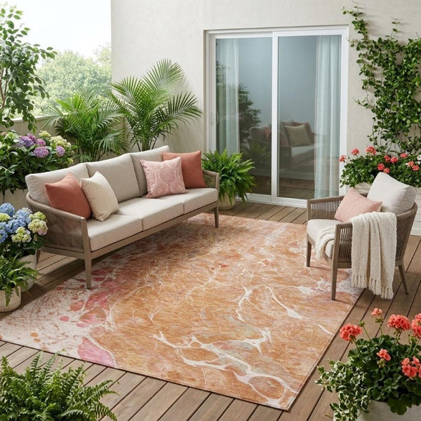 5x8 Washable Polyester Abstract Area Rug Stain Resistant for Indoor Outdoor Use