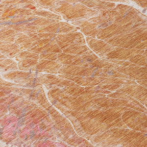 10 X 14 Abstract Salmon Orange Washable Polyester Rug for Indoor Outdoor Living