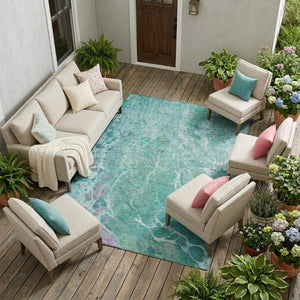 9x12 Abstract Polyester Area Rug Washable Stain Resistant for Patio and Living Room