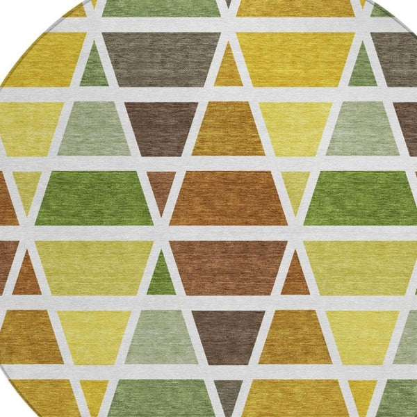 8 Foot Round Geometric Polyester Area Rug for Patio Porch Family Room and Mudroom