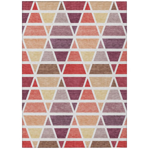 HomeRoots 10 X 14 Red White Geometric Polyester Area Rug Washable for Indoor Outdoor Use 739390
