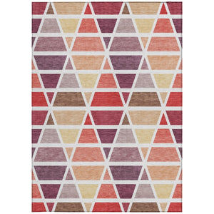 10 X 14 Red White Geometric Polyester Area Rug Washable for Indoor Outdoor Use
