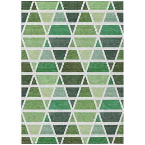 HomeRoots 5 X 8 Geometric Polyester Area Rug Washable Indoor Outdoor Stain Resistant Green 739392