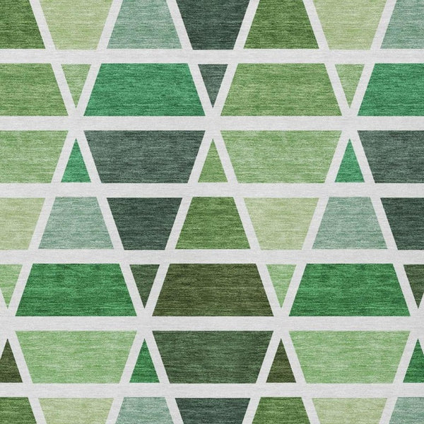 5 X 8 Geometric Polyester Area Rug Washable Indoor Outdoor Stain Resistant Green