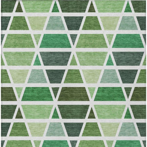 5 X 8 Geometric Polyester Area Rug Washable Indoor Outdoor Stain Resistant Green