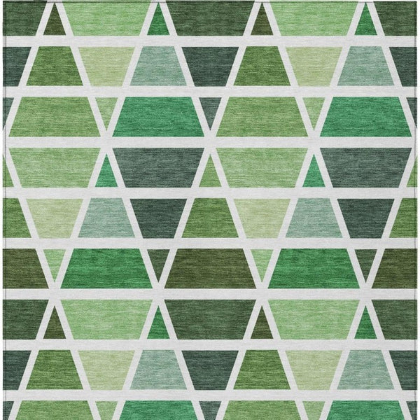 5 X 8 Geometric Polyester Area Rug Washable Indoor Outdoor Stain Resistant Green