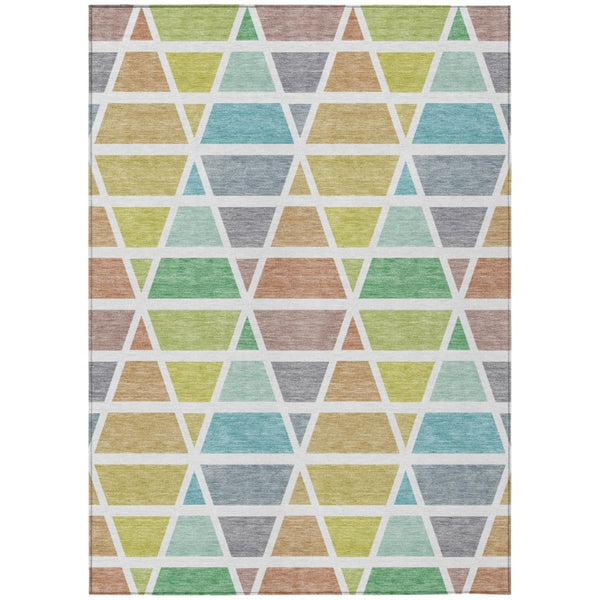 HomeRoots 5 X 8 Mint Geometric Polyester Area Rug Washable Stain Resistant Indoor Outdoor 739398