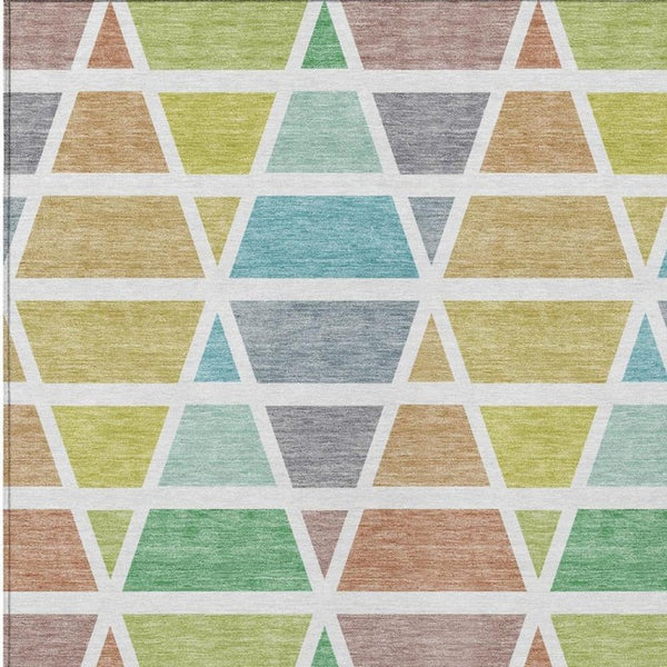 5 X 8 Mint Geometric Polyester Area Rug Washable Stain Resistant Indoor Outdoor