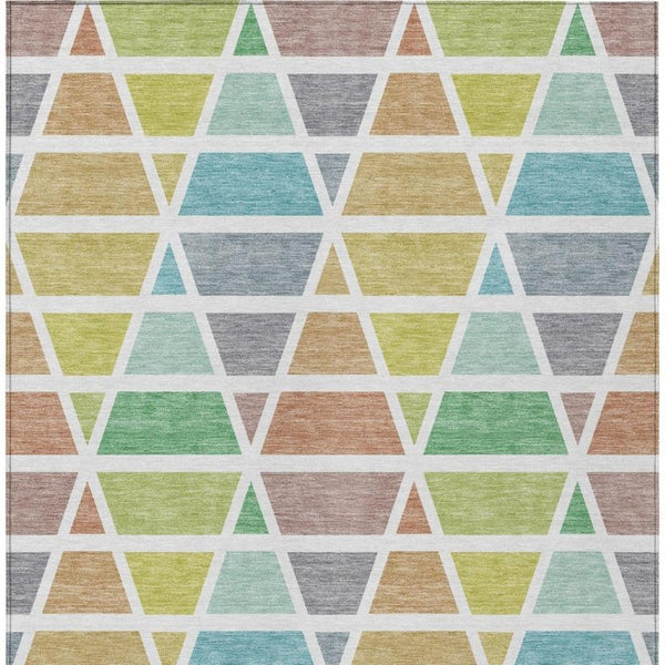 8 X 10 Mint Geometric Polyester Indoor Outdoor Rug Stain Resistant Washable