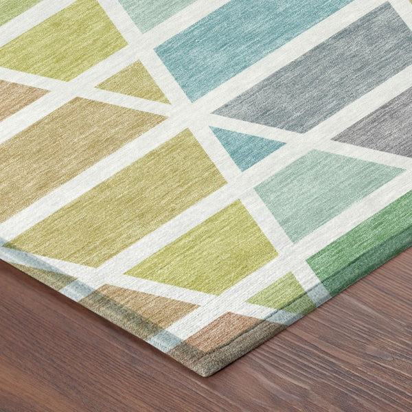 8 X 10 Mint Geometric Polyester Indoor Outdoor Rug Stain Resistant Washable